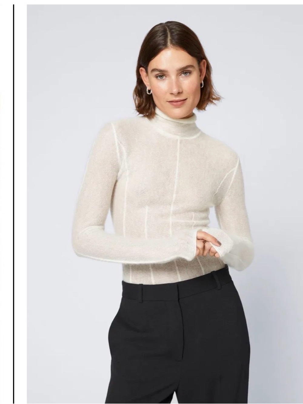Savior & Other Stories XS Light Fitted Mohair Wool Turtleneck Classic Minimal